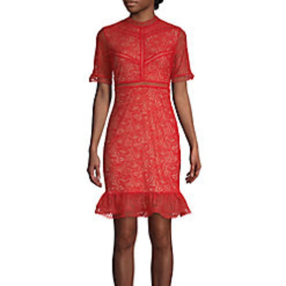 Bardot  Theodora Lace Trumpet Dress Color: FIRE RED Size: MEDIUM